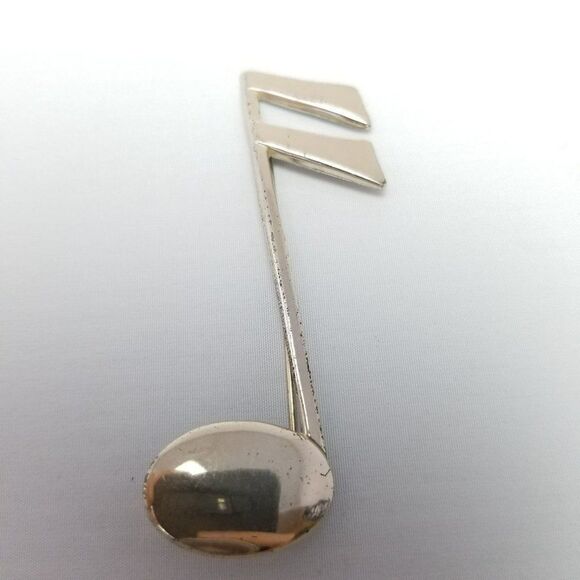 Vintage Sterling Silver Sixteenth Note Brooch, Music Musician Teacher Signed Pin - Picture 2 of 7